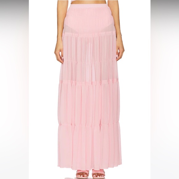 NWT! Camila Coelho Yara Maxi Skirt in Baby Pink